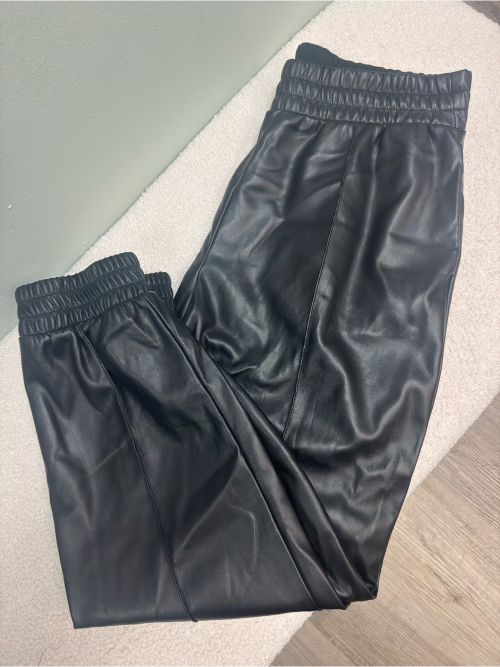 Express Black Faux Leather Jogger Bottoms